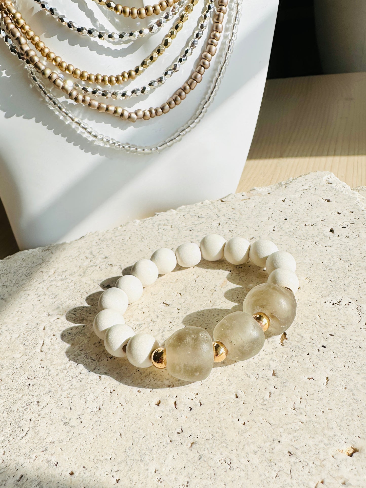 Acadia Bracelet - Gray & Cream