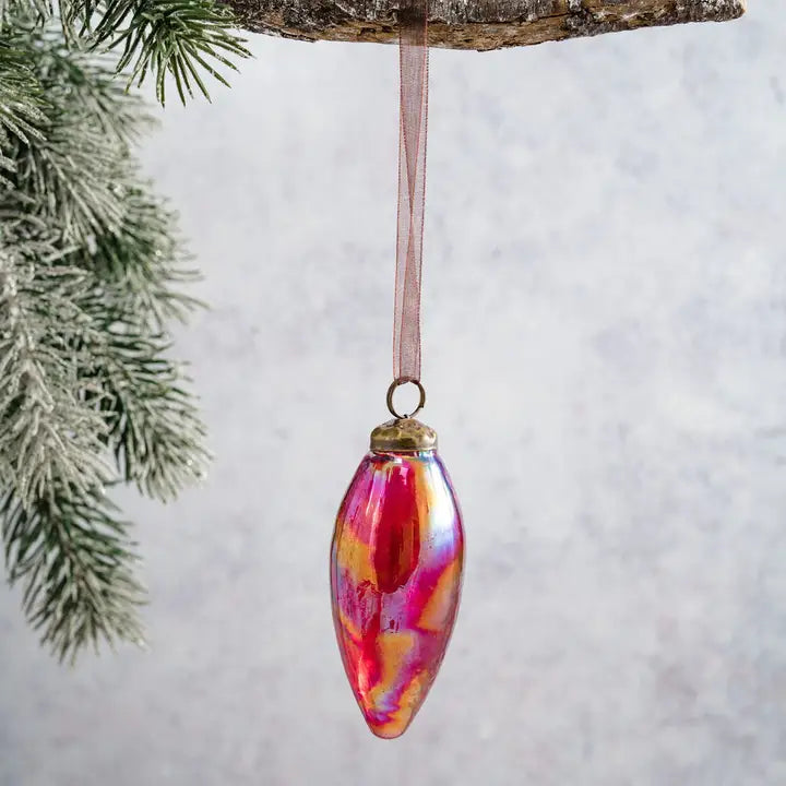 Red Luster Conical Glass Ornament 2"