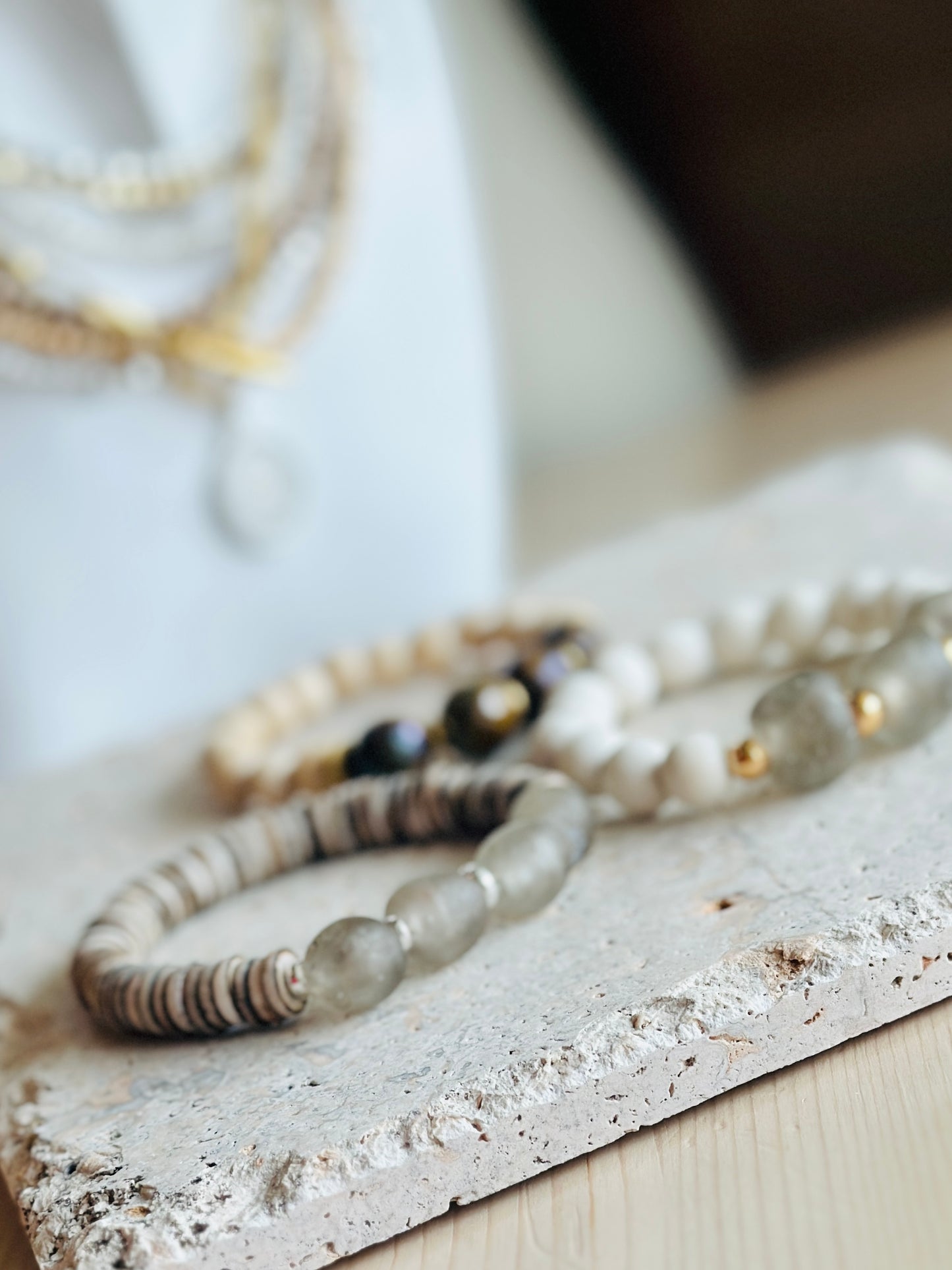 Acadia Bracelet - Gray & Cream