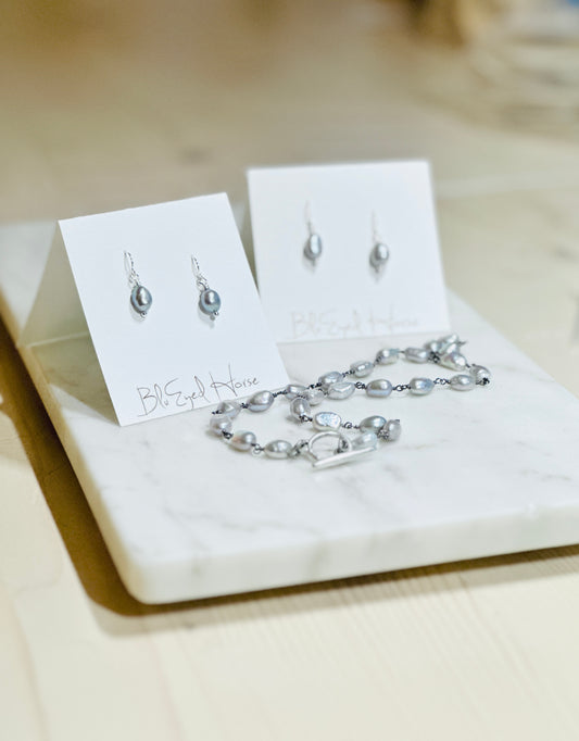 Silver Pearl Drop Earrings