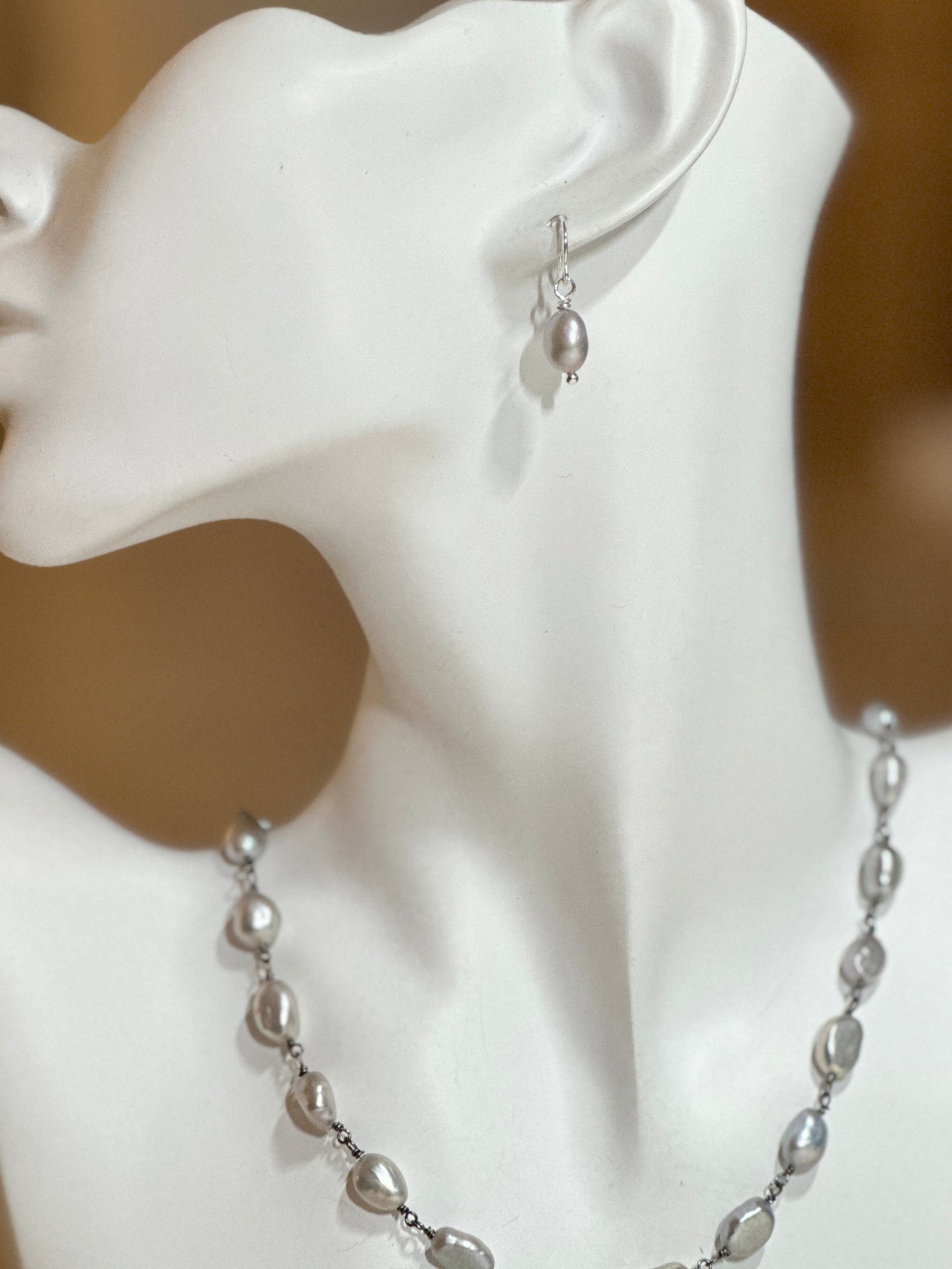 Silver Pearl Drop Earrings