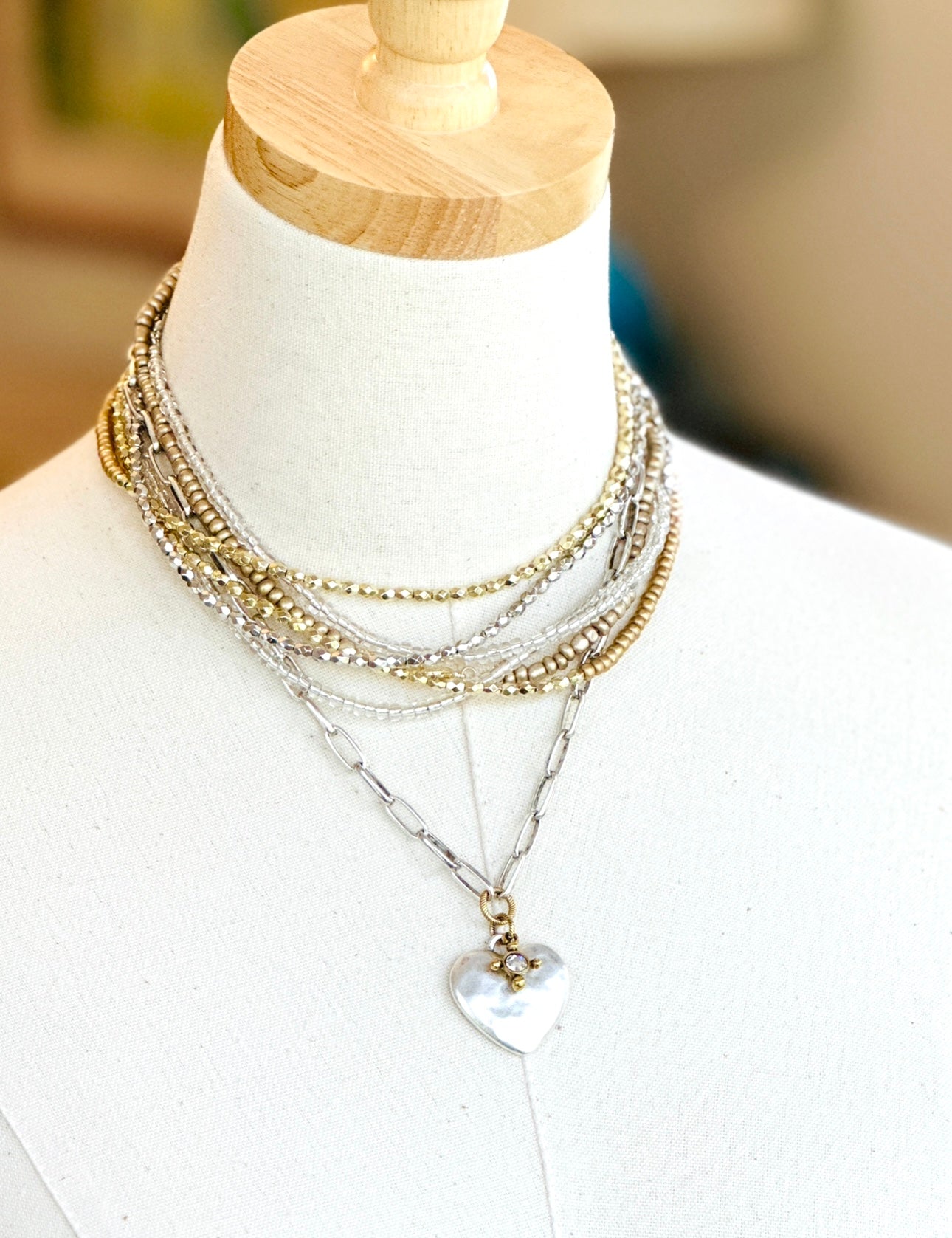 Beaded Wrap Necklace/Bracelet- Silver