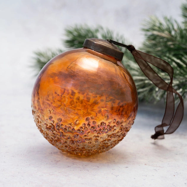 Russet Moitie Glass Bauble 3"