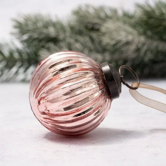 Rose Ribbed Bauble 2"