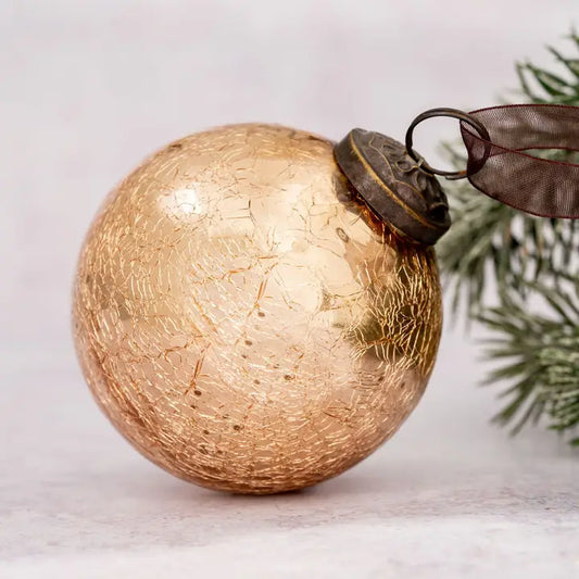 Champagne Crackle Bauble 3"