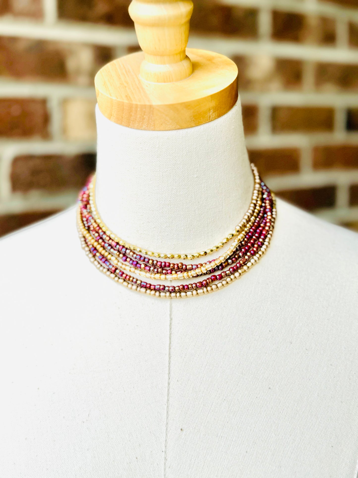 Beaded Wrap Necklace/Bracelet- Iridescent Plum