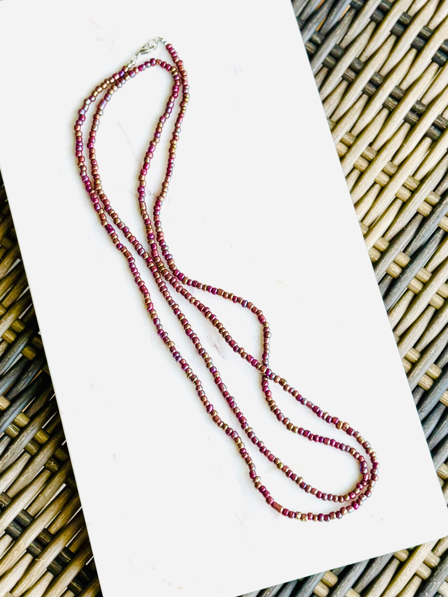 Beaded Wrap Necklace/Bracelet- Iridescent Plum