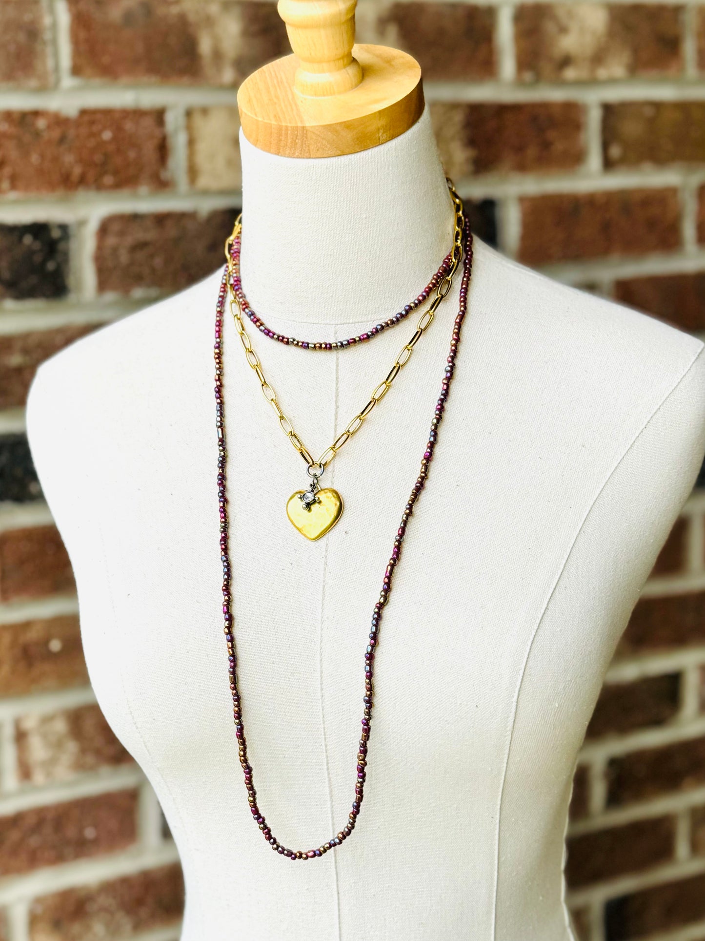 Beaded Wrap Necklace/Bracelet- Iridescent Plum