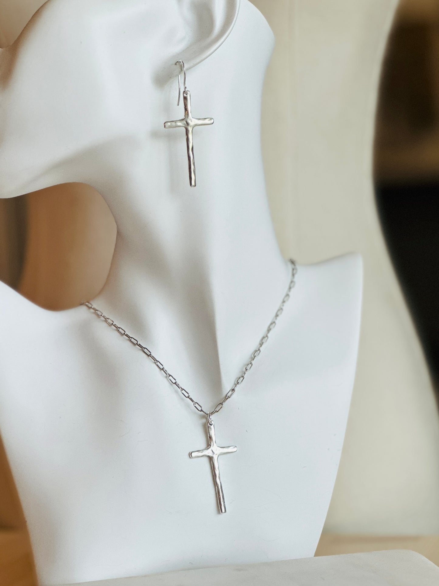 Cross Necklace + Earrings Set