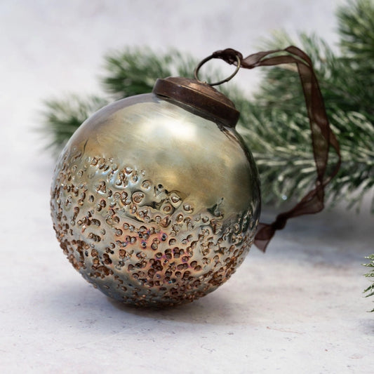 Smoke Moitie Glass Bauble 3"